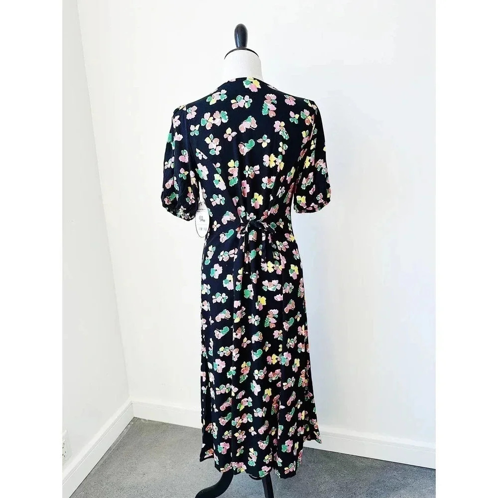 NWT Scoop Black Floral Button Front Midi Dress Size M - Picture 6 of 16